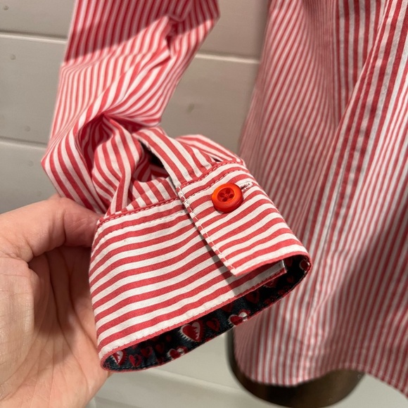 Red Striped Heart Button Shirt – Rabe size 40 - Picture 11 of 12